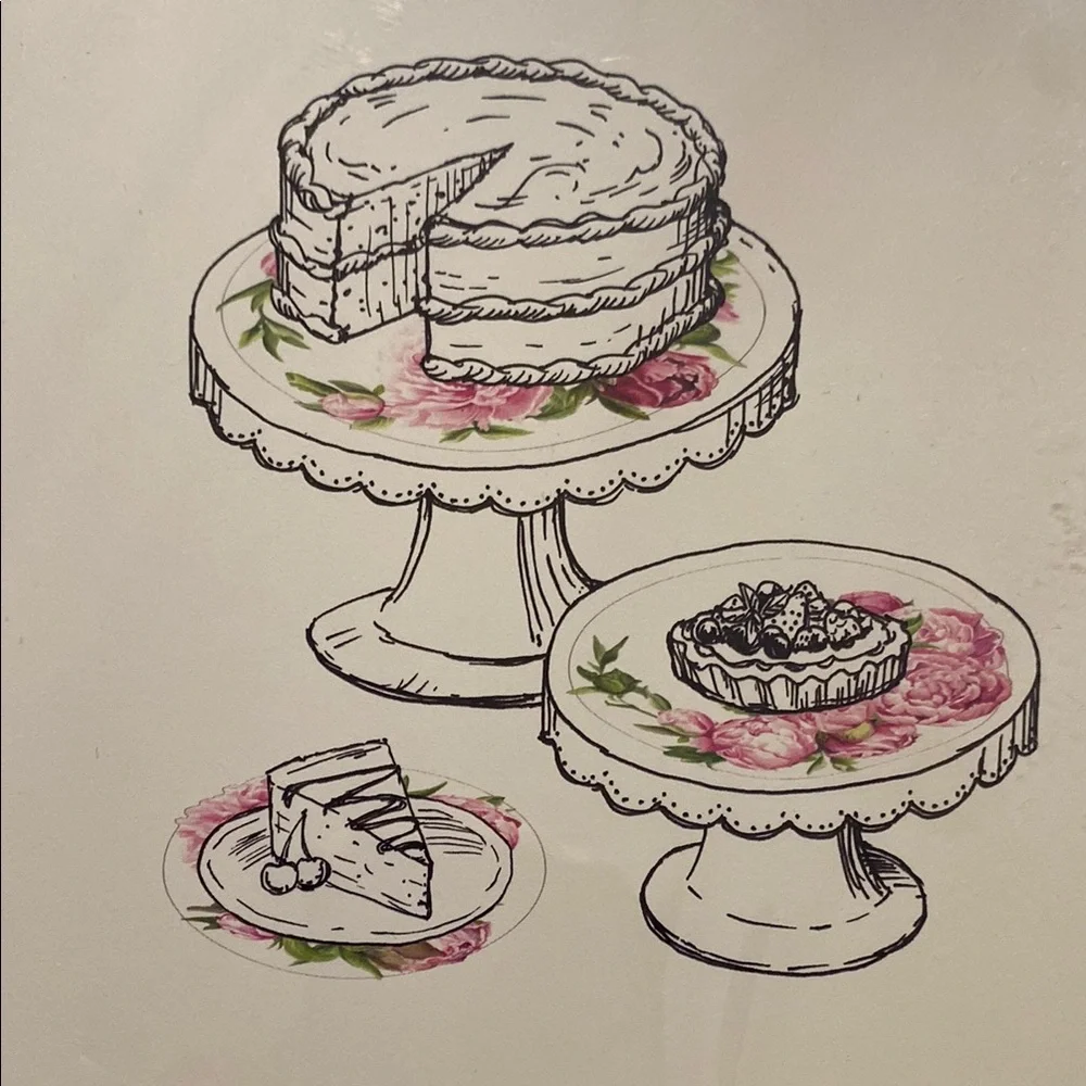 Hester & Cook “Peony” Elegant Pink and Green Floral Serving Papers Pkg of 12 NWT